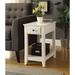 Solid Wood Side Table with Round Button Handle Drawer and Wooden Tapered Leg for Living Room