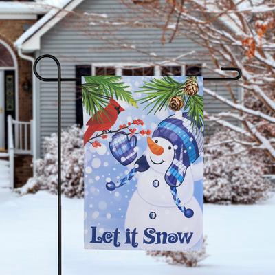 Let It Snow Snowman and Cardinal Outdoor Garden Flag 12.5" x 18"