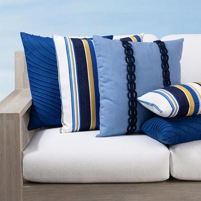 Sea Dream Indoor/Outdoor Pillow Collection by Elaine Smith - Harbor Stripe, 12" x 20" Lumbar Harbor Stripe - Frontgate