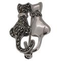 Touch Jewellery 925 Sterling Silver Marcasite Cats Brooch