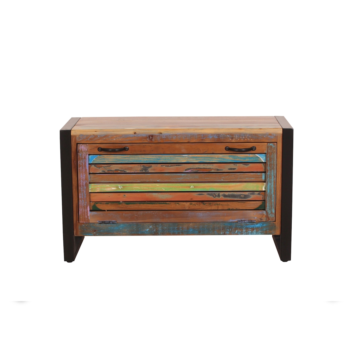 SIT Möbel Dielen-Set 4-tlg.,1 Schuhschrank, 2 Garderobenpaneele, 1 Kleiderschrank,Altholz bunt,Metall schwarz,B 90 x T 45 x H 180cm,18001-12 Image