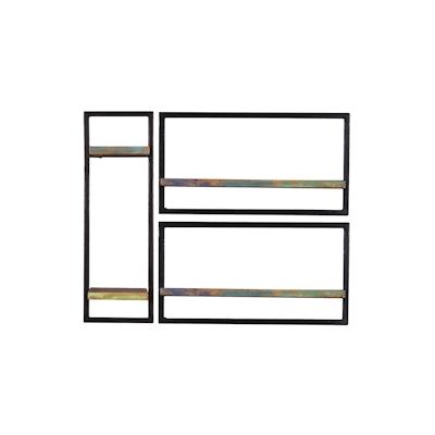 SIT Möbel Wandregal-Set | 3-teilig | Altholz | Serie RIVERBOAT | B 95 x T 25 x H 75 cm | bunt