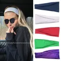 Bandeau pour femmes Turban large de couleur unie en coton tricoté Sport Yoga bandeau torsadé