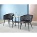 Set of 3 Modern Style Gray Velvet Black Pack Chair Table, with Single Tier Metal Tube Coffee Table for Outdoor or Indoor