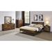 Juvanth Queen Bed in Rustic Oak & Black Finish, Composite Wood, Box Spring Not Required, Panel Bed, Metal Slats