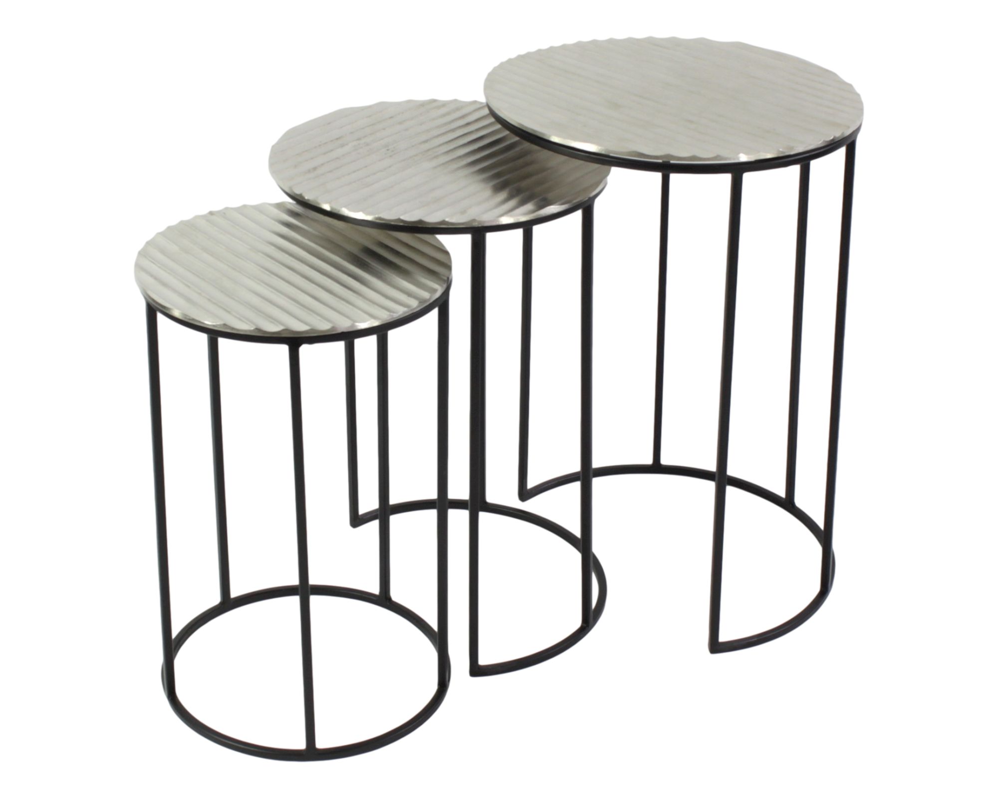 Voss Design »Round« Beistelltisch 3-tlg. Set silber/schwarz Image