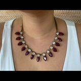 J. Crew Jewelry | J Crew Burgundy Crystal Statement Necklace | Color: Gold/Purple | Size: Os