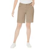 Plus Size Women's Classic Cotton Denim Shorts by Jessica London in New Khaki (Size 14 W) 100% Cotton Jean