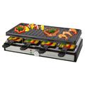 Bomann RG 6039 CB Raclette-Grill, Raclette für bis zu 8 Personen, zum Grillen und Überbacken, mit großer antihaftbeschichteter Grillplatte (42 x 21 cm) und 8 Pfännchen + Holzspachtel, 1400 Watt