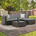 Latitude Run® Modelle Patio Furniture Set, 5-Piece PE Rattan Wicker Outdoor Sectional Furniture Sets For Patio | Wayfair