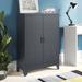 Zipcode Design™ Heslin Industrial Style Steel Storage Cabinet, Metal Storage Organizer w/ 2-Tier Adjustable Shelves For Living Room Or Home Office | Wayfair