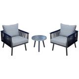 Courtyard Casual Spring Valley 3 Piece Set of 2 Club Chairs and 1 End Table