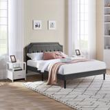 Taomika 3-Pieces Modern Upholstered Bed with Height Adjustable Headboard and Nightstands Sets