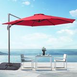 AOOLIMICS 10 ft. Cantilever Outdoor 360 Degree Rotation Umbrellas With Cross Base
