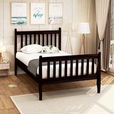 Lark Manor™ Gyeong-hui Twin Solid Wood Platform Bed Wood in Brown | 40.4 H x 41.3 W x 80 D in | Wayfair 2BA08EE687C840BE861E40473E154450