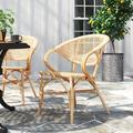 Sand & Stable™ Seaham Modern Bohemian Natural Finished Rattan 2-Piece Dining Chair Set Wicker/Rattan in Brown | 32.3 H x 24 W x 25.2 D in | Wayfair