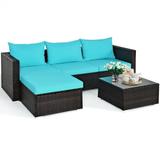 5 Pieces Patio Rattan Furniture Set with Coffee Table - 29" x 29" x 23.5" (L x W x H)