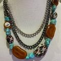 Jessica Simpson Jewelry | Jessica Simpson Faux Turquoise And Beaded Chain Statement Southwest Necklace | Color: Blue/Brown | Size: Os