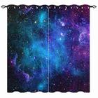 YUANZU Kids Galaxy Curtains - Space Blue Nebula Star Constellation Planet Universe Fantasy Starry Print Pattern Eyelet Blackout Thermal Window Drapes for Boys Girls Bedroom 2 Panels W168cm x D183cm