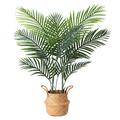 Ferrgoal Artificial Plants Areca Palm Trees with Seagrass Basket 110cm Large Fake Faux Plastic Plants for Home Indoor Outdoor Bedroom Decor 1Pcs