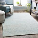 Orcas 9' x 12' Modern Handmade Solid Stripes Wool Aqua/Cream/Ice Blue Area Rug - Hauteloom