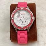 Disney Accessories | Disney Parks Mickey Mouse Women Watch Stainless Steel Pink Silicone Band | Color: Pink/White | Size: N/A