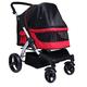 Dog Stroller 4 Wheels Lightweight Puppy Cart,for Dog & Cat Strollers Foldable Carriage with Storage Basket and Brake (Red)