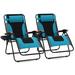 PHI VILLA Padded Oversized Portable Zero Gravity Chair w/ Cushion Set Of 2 Metal in Black/Blue | 33 H x 30 W x 35 D in | Wayfair 2-E02GF010101004