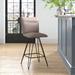 Mercury Row® Vangorder Swivel Bar & Counter Stool Upholstered/Leather/Metal/Faux leather in Brown | 41 H x 18 W x 21 D in | Wayfair