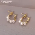 FOXANRY 925 boucles d'oreilles en argent Sterling perle pour femmes à la mode élégant français