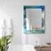 Subtle Blues Rectangular Beveled Mirror on Free Floating Printed Tempered Art Glass - Clear - 40" x 30"