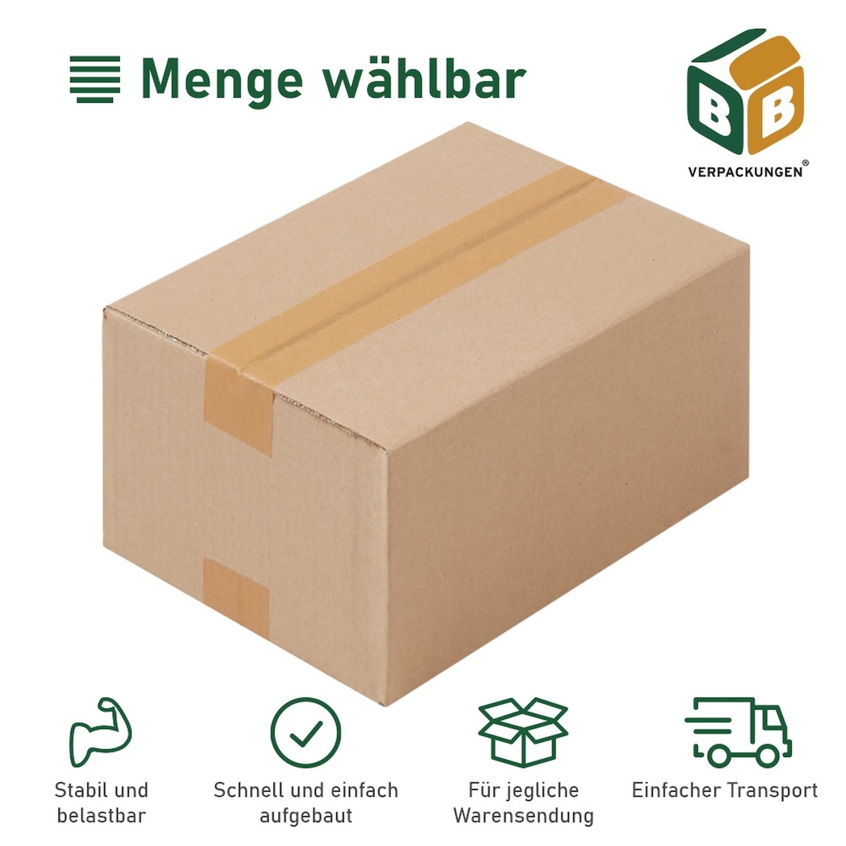 BB-Verpackungen GmbH 100 x Faltkarton (260 x 170 x 120 mm) stabil 1-wellig Versandkarton Päckchen DHL Hermes Schachtel Box Paket braun BB-Verpackungen Image