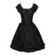 Nofonda Womens Classic Black Layered Lace-Up Lolita Dress Gothic Fancy Dress Cosplay Costume Evening Dress (Medium)