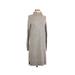 J.Crew Casual Dress - Sweater Dress Turtleneck Long sleeves: Gray Solid Dresses - Used - Women's Size X-Small