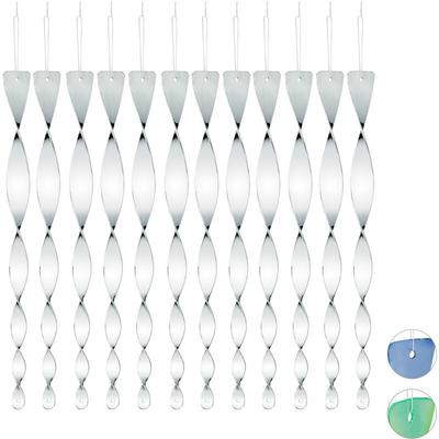 Relaxdays - Vogelabwehr Spirale, 12er Set, reflektierend, Balkon & Garten, Windspirale, 40 cm lang,