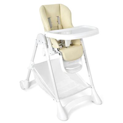 Costway Baby Convertible Folding Adjustable High Chair with Wheel Tray Storage Basket-Beige