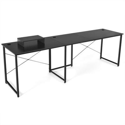 Costway 95 Inch 2-Person L-Shaped Long Reversible Computer Desk with Monitor Stand-Black