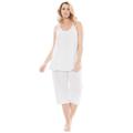 Plus Size Women's Breezy Eyelet Knit Tank & Capri PJ Set by Dreams & Co. in White (Size 14/16) Pajamas