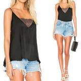 Free People Tops | Free People Black Camisole Tank Top Gray Lace | Color: Black/Gray | Size: S