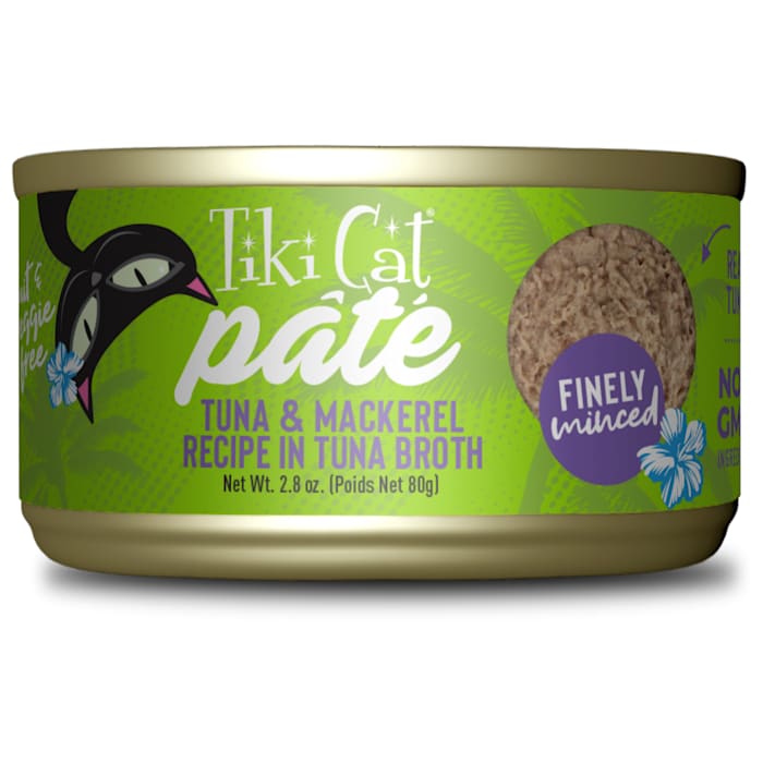 Tiki Cat Luau Ahi Tuna & Mackerel Pate Wet Cat Food, 2.8 oz., Case of 12