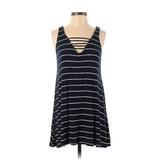 Socialite Casual Dress - A-Line Plunge Sleeveless: Blue Print Dresses - Women's Size Small