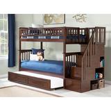 Blaisdell Staircase Solid Wood Bunk Bed w/ Roll Out Trundle Bed by Viv + Rae™ kids Wood in Brown | 68.125 H x 56.625 W x 103 D in | Wayfair