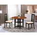 Winston Porter Aggappera Drop Leaf Solid Wood Rubberwood Dining Set Wood/Upholstered in Black | Wayfair FBEBFF1164544DBFA224B6B8FF89DBAE