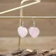 Boucles d'oreilles coeur en pierre naturelle pour femme quartz rose cristal rose boucle d'oreille