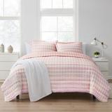 Sweet Home Collection 3 Piece Embroidered Checkered Quilt and Pillow Sham Set