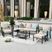 OVIOS 6-piece Outdoor Steel Frame Ottoman Wicker Set