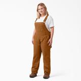 Dickies Women's Plus Relaxed Fit Bib Overalls - Rinsed Brown Duck Size 20W (FBW206)