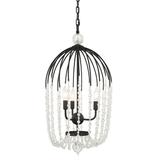 Varaluz Voliere 14 1/2" Wide Matte Black Crystal 3-Light Pendant