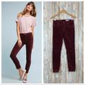 Anthropologie Jeans | Anthropologie 26 Ag The Stevie Mid-Rise Skinny Velvet Ankle Jeans Wine Red $188 | Color: Red | Size: 26