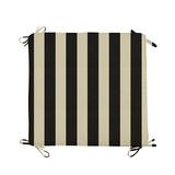 Replacement Ottoman Cushion with Zipper - 24x23 - Fast Dry, Canopy Stripe Black/Sand Sunbrella - Ballard Designs Canopy Stripe Black/Sand Sunbrella - Ballard Designs